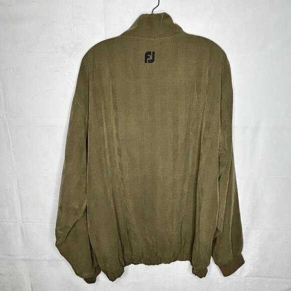 FootJoy FJ Taupe Green Golf 1/2 Zip Mock Collar Jacket Men's L Elastic Waist - Picture 4 of 6